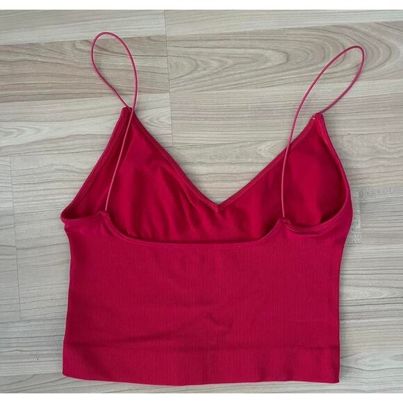 Brami Red Ribbed V-Neck Bra Top - Picture 3 of 5
